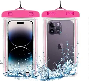 Waterproof Phone Case, Waterproof Phone Pouch for Smart Phone, Compitable with iPhone 14 13 12 11 Pro Max XS Plus, Samsung Galaxy, LG, Google Pixel, Motorola, IPX8 Waterproof Dry Bag. (Pink)