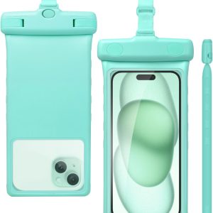 Waterproof Phone Pouch, Waterproof Phone Case for iPhone 16 15 14 13 Pro Max XS Samsung, IPX8 3D Cellphone Dry Bag Beach Essentials -Earl Crystal Mint
