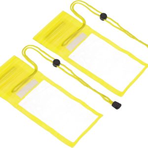 Waterproof Phone Pouch, 2 Pack Universal Lanyard Cellphone Dry Bag Clear Protection Cover Bag for Beach Swimming Pool, Yellow