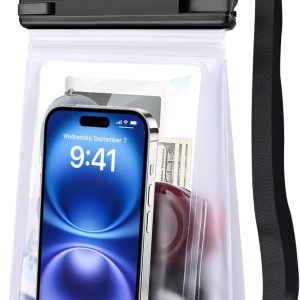 Large Waterproof Phone Pouch [with Sealing Strip], Cell Phone Dry Bag for iPhone 16 15 14 13 Pro Max Galaxy S25 S24 S23 S22 All Devices, Floating Water Proof Bag for Beach Water Park White