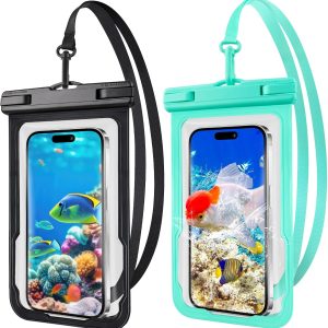 2 Pcs Waterproof Phone Pouch, Universal Waterproof Phone Case for iPhone Samsung Google Up to 7.3'', IPX8 Water Proof Cellphone Dry Bag for Snorkeling Swimming Beach Kayak Cruise Essentials