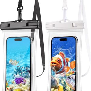 2 PCs Waterproof Phone Pouch, Clear Waterproof Phone Case for iPhone 15 Pro Max 14 13 12 11 Plus Samsung Up to 6.9'', 3D IPX8 Water Proof Cellphone Dry Bag for Snorkeling Swimming Pool Beach