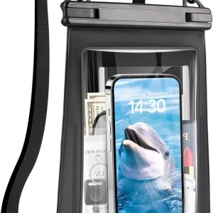Large Waterproof Phone Pouch, Floating Dry Bag for All Cell Phone Size, Large Capacity Waterproof Bag Sunscreen Glasses Storage Universal Dry Pouch IPX8 Water Proof Phone Case -2L, Black