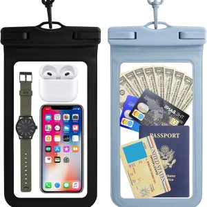2-Pack Extra Large Waterproof Phone Pouch - Universal Dry Bag for iPhone, Samsung, Wallet, Passport - Touch Sensitive with Finger Strap - IPX8 Certified