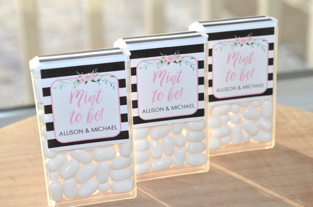 mint wedding favor labels floral design